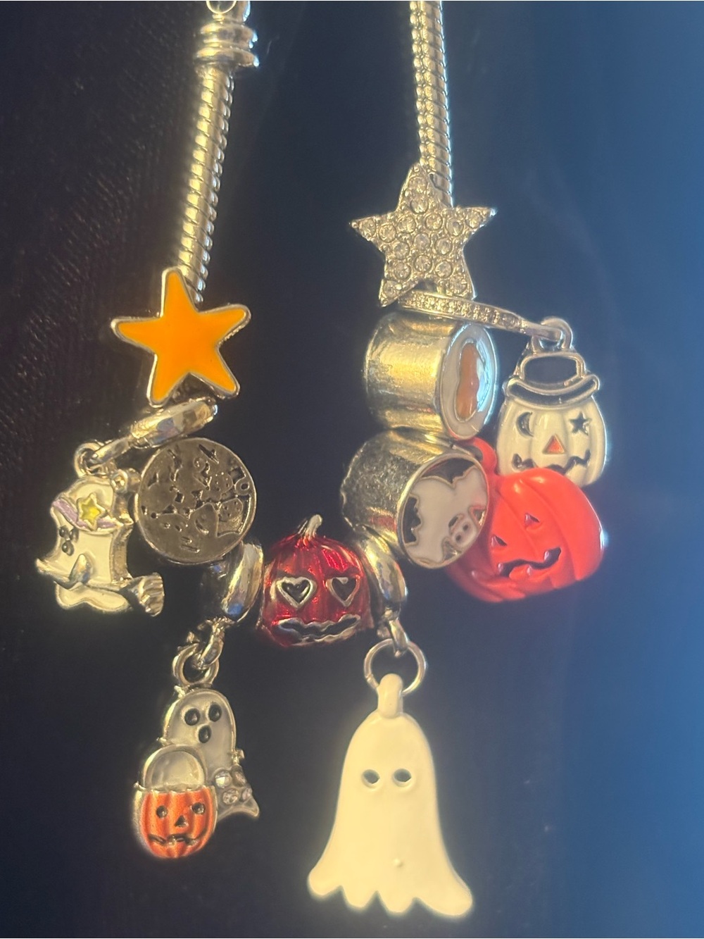 Halloween Charm Bracelet  with Orange and White Halloween Charms